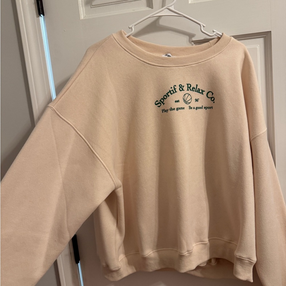 Prince Cream Crewneck Sweatshirt with Green Logo